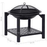 Fire Pit with Poker 54x54x55 cm Steel 313639