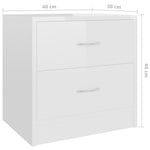 ZNTS Bedside Cabinet High Gloss White 40x30x40 cm Engineered Wood 801047