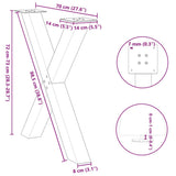 Dining Table Legs X-Shaped 2 pcs White 70x cm Steel 4012977