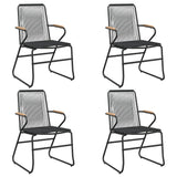 5 Piece Garden Dining Set Black PVC Rattan 3099217