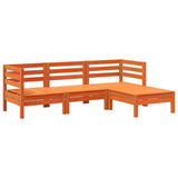 Garden Sofa 3-Seater with Footstool Wax Brown Solid Wood Pine 838058