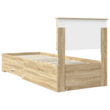 Bed Frame Sonoma Oak and Silver 75 x 190 cm Engineered Wood 3410960