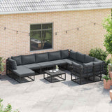 Garden Sofa Set with Cushion 11 pcs Black Aluminium 3378953