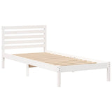 Bed Frame with Headboard White 100 x 210 cm Solid Pine Wood 872309