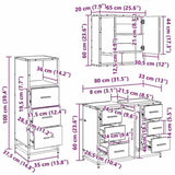 Bathroom Furniture Set 3 pcs Black Oak Engineered Wood 3402496