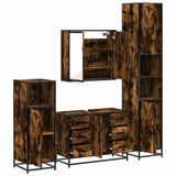 4 Piece Bathroom Furniture Set Smoked Oak Engineered Wood 3301202