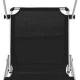 ZNTS Folding Sun Loungers with Roof 2 pcs Aluminium&Textilene Black 312458