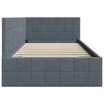 Corner Bed Frame with Headboard Dark grey 90 x 190 cm Velvet 42016379