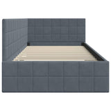 Corner Bed Frame with Headboard Dark grey 100 x 200 cm Velvet 42016399