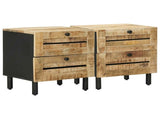 Bedside Table 2 pcs Natural 40 x 33 x 46 cm Solid Mango Wood 4018843