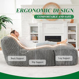 Modular Bean Bag Lounge Sofa with Ottoman,Plush Corduroy Fabric, Ergonomic Body Support, Removable T5592P445274