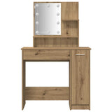 Dressing Table Set with LED Artisan Oak Engineered Wood 3329186