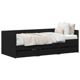 Daybed with Headboard Black Oak 90 x 200 cm Engineered Wood 3333995