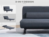 Linen Chair Bed, 3-in-1 Convertible Sleeper Chair with Adjustable Backrest, Pillow, for Living Room, T3398P344493