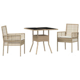 Garden Dining Set 3 pcs Beige Poly rattan 3334931