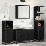 Bathroom Furniture Set 4 pcs Black Oak Engineered Wood 3402484