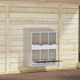 Chicken Nesting Box with 6 Compartments Galvanized Silver Metal 864352