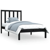 Bed Frame without Mattress Black Solid Wood Pine 100x200 cm 3105154