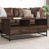 Coffee Table Brown Oak 100x50x45 cm Engineered Wood and Metal 848788