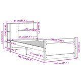 Bookcase Bed without Mattress White 75x190cm Small Single Solid Wood Pine 3322448