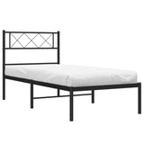 Metal Bed Frame without Mattress with Headboard Black 75x190cm 372267
