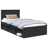 Bed Frame with Headboard Black 100 x 200 cm Solid Pine Wood 3410637