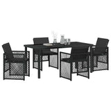 Garden Dining Set 5 pcs Black Poly Rattan 3380623