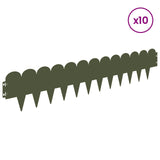 Lawn Edging 10 pcs 103 x 20 cm Steel Olive Green 8008681