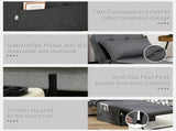 Fabric Sleeper Chair, Folding Chair Bed with Adjustable Backrest, Pillow, Side Pockets for Living T3398P377944