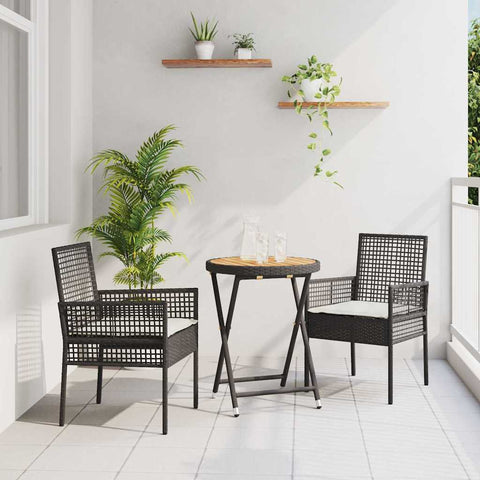 Garden Bistro Set 3 pcs Black Poly rattan 3334967