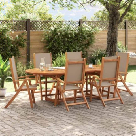 ZNTS 7 Piece Garden Dining Set Solid Wood Acacia and Textilene 3279318