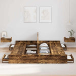 Storage Bed Frame Smoked oak 200 x 200 cm Engineered wood 3335265