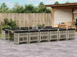 13 Piece Garden Dining Set with Cushions Light Grey Poly Rattan 3210947