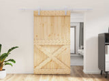 Sliding Door Natural and White 90 x 210 cm Solid Pine Wood 3444944