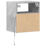 ZNTS Wall-mounted Bedside Cabinet with LED Lights Concrete Grey 3307981