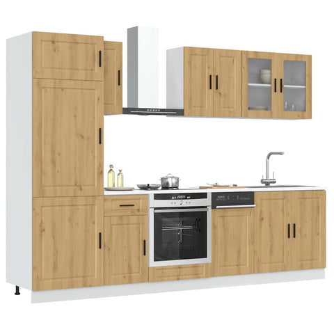 ZNTS 8 Piece Kitchen Cabinet Set Kalmar Artisan Oak Engineered Wood 3314820