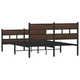 Metal Bed Frame without Mattress Brown Oak 160x200 cm 3308477