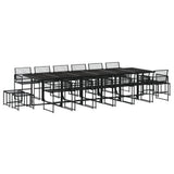17 Piece Garden Dining Set Black Poly Rattan 3295057