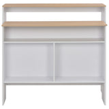 Bar Table with 2 Table Tops White and Oak 130x40x120 cm 280220