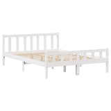 Bed Frame without Mattress White 150x200 cm King Size Solid Wood Pine 3301582