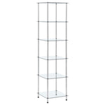6-Tier Shelf Transparent 40x40x160 cm Tempered Glass 249507
