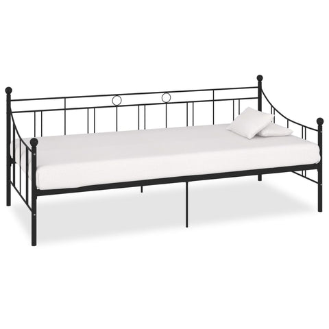284669 DayBed Frame without Mattress Black Metal 90x200 cm