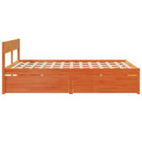 Bed Frame without Mattress Wax Brown 150x200 cm King Size Solid Wood Pine 3282347