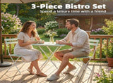 Outdoor Bistro Set Folding Patio Furniture Set with 2 Chairs Table for 2 People White and Green T3398P551643