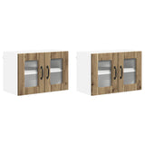 Wall Glass Cabinet LUCCA 2 pcs Artisan Oak 60 x 31 x 40 cm 884984