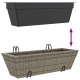 ZNTS Planters with hooks 2 pcs Grey Poly Rattan 366403