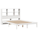 ZNTS Bookcase Bed without Mattress White 135x190 cm Double Solid Wood Pine 3321578