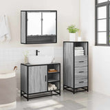 ZNTS 3 Piece Bathroom Furniture Set Grey Sonoma Engineered Wood 3301058