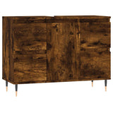 Bathroom Cabinet Smoked Oak 80x33x60 cm Engineered Wood 831649