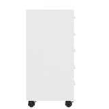 Drawer Cabinet with Castors High Gloss White Engineered Wood 342673
